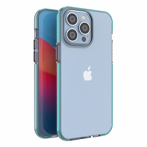 Spring Case viedtālruņa apvalks iPhone 14 Pro Max silikona vāciņš ar rāmi gaiši zils