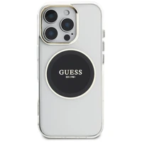 Guess IML Metal Colored Circle Classic Logo Magnētiskais viedtālruņa apvalks iPhone 16 Pro - melns