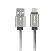 Kabelis (m) USB A uz USB C Forcell F-Energy QC4.0 3A 66W C234 Metālisks 1 m sudrabains