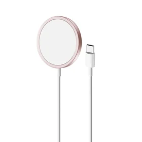 Puro magnētiskā bezvadu indukcijas uzlādes stacija USB-C, saderīga ar MagSafe, 1m, rozā