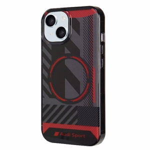 Audi IML Sport Magnētiskais viedtālruņa apvalks iPhone 15 / 14 / 13 6.1" melns/melns cietais apvalks AU-IMLMIP15-RSQ/D2-BK