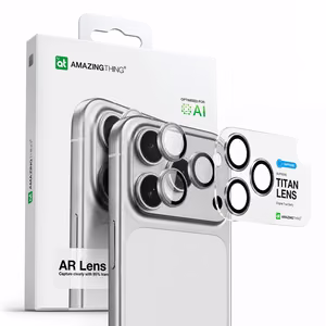AmazingThing Safīra objektīva stikls iPhone 17 Pro / Pro Max - ar sudraba rāmi