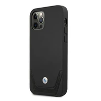 BMW Ādas perforēts viedtālruņa apvalks iPhone 12 / iPhone 12 Pro - melns