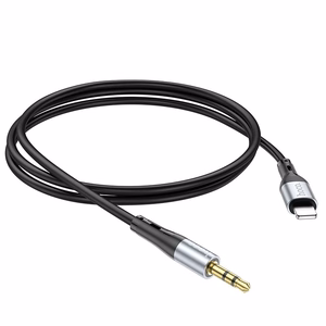 AUX kabelis Jack 3,5 mm uz Lightning Hoco 1 m UPA22 melns