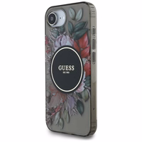 Guess IML Flowers magnētiskais viedtālruņa apvalks iPhone 16e - melns