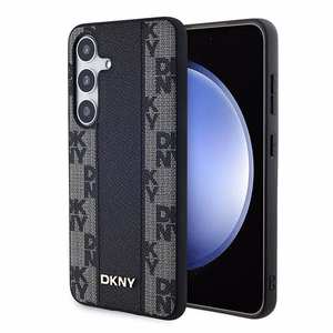 DKNY Leather Checkered Mono Pattern MagSafe чехол для Samsung Galaxy S24 - чёрный