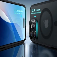 ESR Classic Hybrid Halolock MagSafe apvalks komplekts + rūdītais stikls iPhone 16 Pro Max - daļēji caurspīdīgs ar melnu rāmi