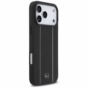 Mercedes Leather Star Pattern Stripes MagSafe Чехол для iPhone 17 Pro Max - чёрный
