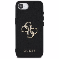 Guess PU Grained 4G Metal Logo viedtālruņa apvalks iPhone 16e - melns