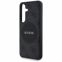 Guess 4G Apaļš Klasiskais Logotips Magnētiskais Viedtālruņa apvalks Samsung Galaxy S25 Melns