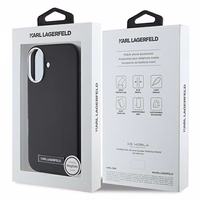 Karl Lagerfeld FW Metal Plate Magnētiskais iPhone 16 Plus viedtālruņa apvalks - melns