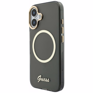 Guess IML Script Metal MagSafe Maciņš for iPhone 17 - melns