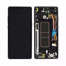 LCD displejs saderīgs ar Samsung N950 Note 8 ar rāmi / Pusnakts melns / HQ