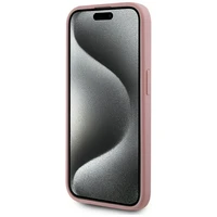 Karl Lagerfeld Wrinkled Metal Signature viedtālruņa apvalks iPhone 15 Pro - rozā