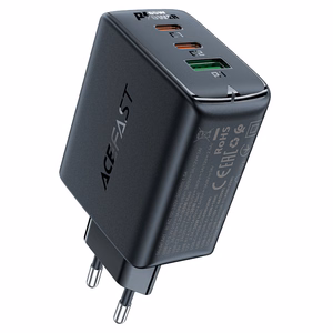 Acefast ātrais lādētājs GaN (2xUSB-C / USB-A) PPS / PD / QC4+ 65W melns (A41)