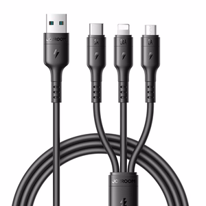 USB Kabelis Joyroom S-A61 USB-A uz USB-C/Lightning/MicroUSB 3.5A 1.2m melns