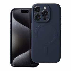 SILICONE MAG COVER viedtālruņa apvalks saderīgs ar MagSafe iPhone 15 Pro zils titāna