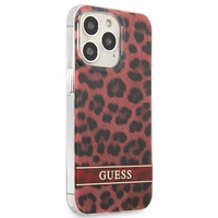 Guess GUHCP13LHSLEOR iPhone 13 Pro / 13 6.1" sarkans/sarkans cietais apvalks Leopards