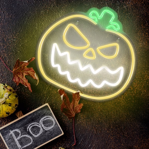 Neon PLEXI LED ANGRY PUMPKIN dzeltens balts FPNE14 Forever Light