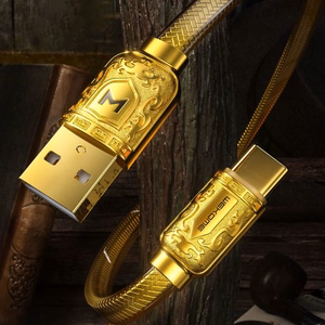 USB kabelis WK Design Golden Series zeltains Type-C 100cm (līdz 6A)