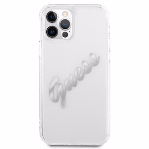 Guess GUHCP12MKTRSVSI iPhone 12/12 Pro 6.1" Transparent hardcase Vintage Script Silver