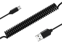 Spirālveida kabelis - USB uz Micro USB - 2A 1 metrs melns