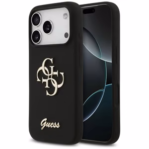 Guess Silicone Big 4G Script Чехол для iPhone 17 Pro - чёрный
