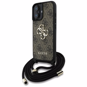 Guess 4G Big Logo Cord Stap viedtālruņa apvalks iPhone 16 Plus - brūns