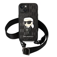 Karl Lagerfeld KLHCP14SSTKMK iPhone 14 6.1" melns/melns cietais apvalks Monogramma Ikonik Plāksteris