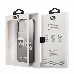 Чехол Karl Lagerfeld Gradient Ikonik Karl&Choupette для iPhone 13 Pro / iPhone 13 - чёрный
