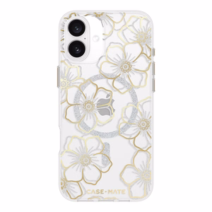 Case-Mate Floral Gems MagSafe vāciņš ierīcei iPhone 16 Plus, zelta krāsā