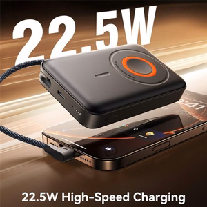 Joyroom JR-PBM02 внешний аккумулятор 22.5W 10000mAh 3в1 магнитный беспроводной совместимый с MagSafe со встроенным кабелем - Чёрный