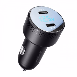 Automašīnas lādētājs Joyroom „JR-CCD02" melns 70W (2xUSB-C) ar LED ekrānu
