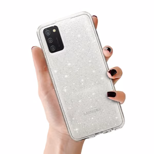 Kristālais spīdīgais viedtālruņa apvalks Samsung Galaxy A02S sudrabains