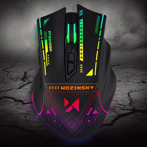 Wozinsky WMGB-3200 bezvadu optiskā spēļu pele ar iebūvētu uzlādējamu akumulatoru 3200 DPI ar RGB apgaismojumu - melna