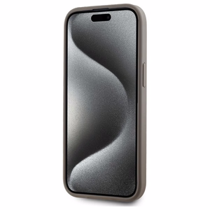 DKNY Ādas rūtainais mono raksts Magnētiskais viedtālruņa apvalks iPhone 15 Plus - bēša