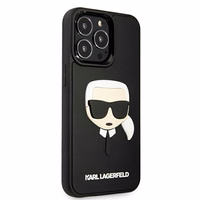 Karl Lagerfeld 3D gumijas Karla galvas apvalks iPhone 13 Pro / iPhone 13 - melns
