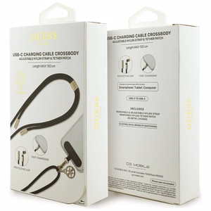 Guess CBDY 4G Charm USB-C / USB-C kabelis 150cm - melns