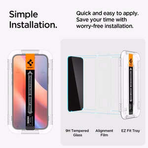 Spigen Glas.tR EzFit Privacy rūdītais stikls iPhone 15/16 ar adapteri (2 gab.)