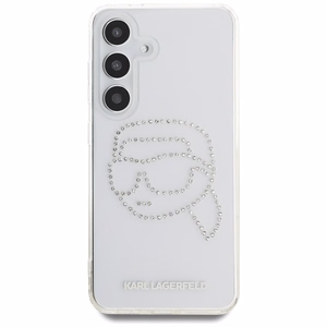 Karl Lagerfeld viedtālruņa apvalks ar rhinestones Karl Head logotipu Samsung Galaxy S25 caurspīdīgs