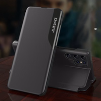 Eko ādas viedtālruņa apvalks Samsung Galaxy S24 FE ar atveramu vāku un statīvu - melns