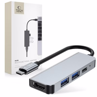 HUB Tech-Protect V2 4in1 USB-C - USB-A 3.0 / USB-A 2.0 / USB-C / HDMI - pelēks
