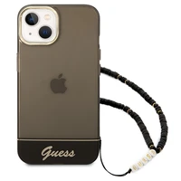 Guess GUHCP14MHGCOHK iPhone 14 Plus 6.7 "melns/melns cietais apvalks Translucent Pearl Strap