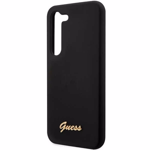 Guess GUHCS23MSLSMK S23+ S916 melns/melns cietais apvalks Silikona Vintage Gold Logo