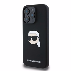 Viedtālruņa apvalks Karl Lagerfeld Silikona Karl Head Print MagSafe iPhone 16 Pro Max - melns