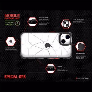 Element Special Ops X5 vāciņš ierīcei iPhone 14 Plus, ar Mil-Spec aizsardzību pret kritieniem, melns un dūmakains