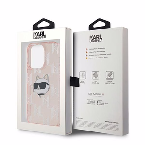 Karl Lagerfeld IML Choupette galvas un monogrammas apvalks iPhone 13 Pro / 13 - rozā