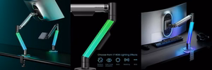 Single Monitor 17"-40" Gas Spring Arm, RGB Lighting, Black