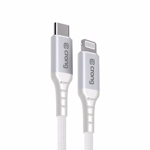 Crong Armor Link MFi USB-C–Lightning ātrās uzlādes kabelis, 1,5 m, balts