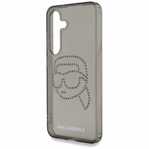 Karl Lagerfeld viedtālruņa apvalks ar rhinestones Karl Head logotipu Samsung Galaxy S25 melns